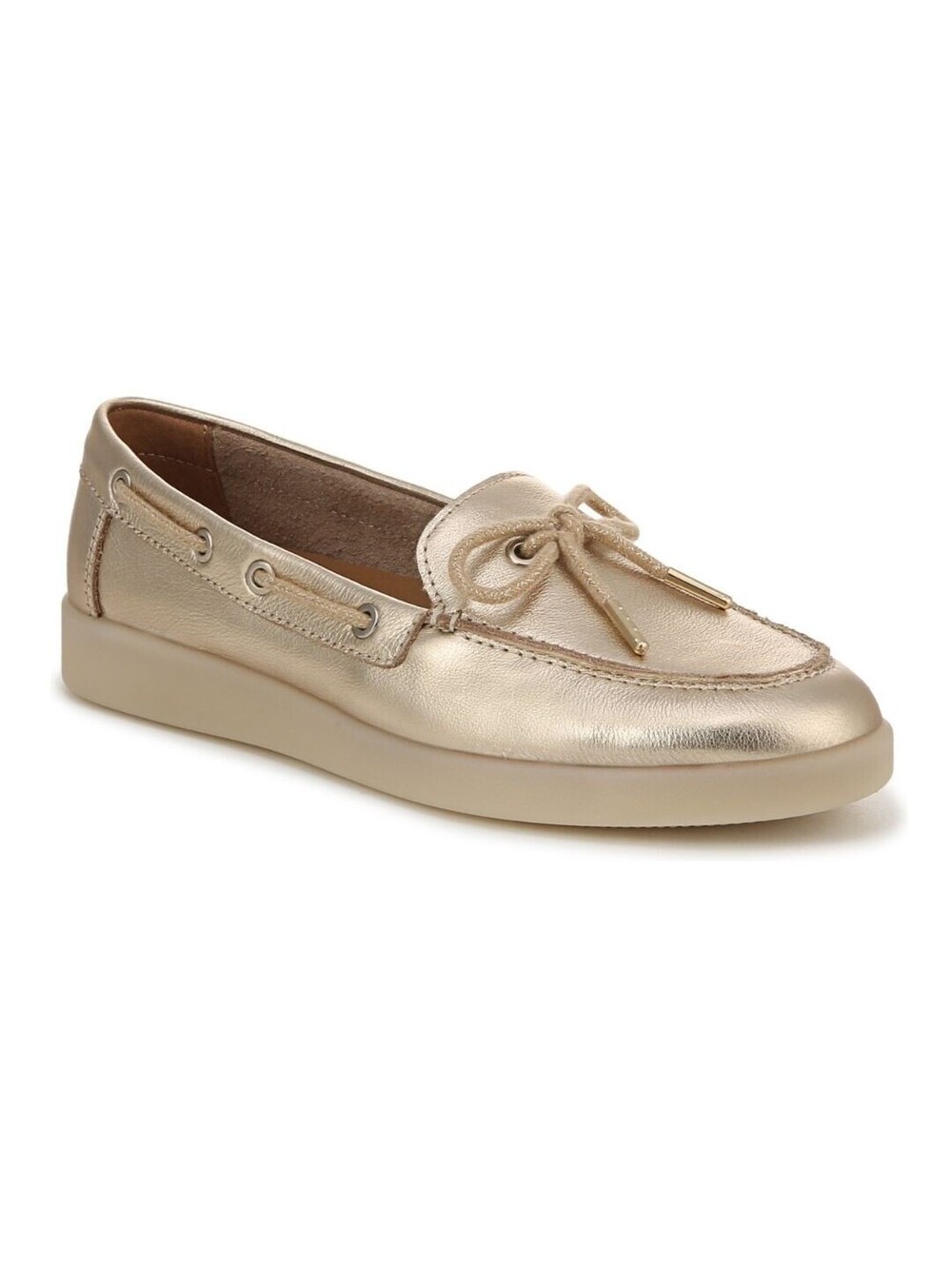 115$ Naturalizer Leather Keelboat Flat Shoes Women's Size 8.5 Gold